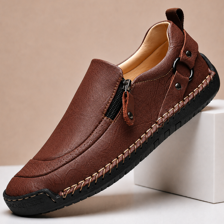 Amar Textured Leather Loafers