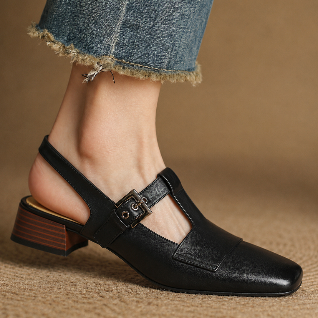 Vezia Genuine Leather Slingbacks