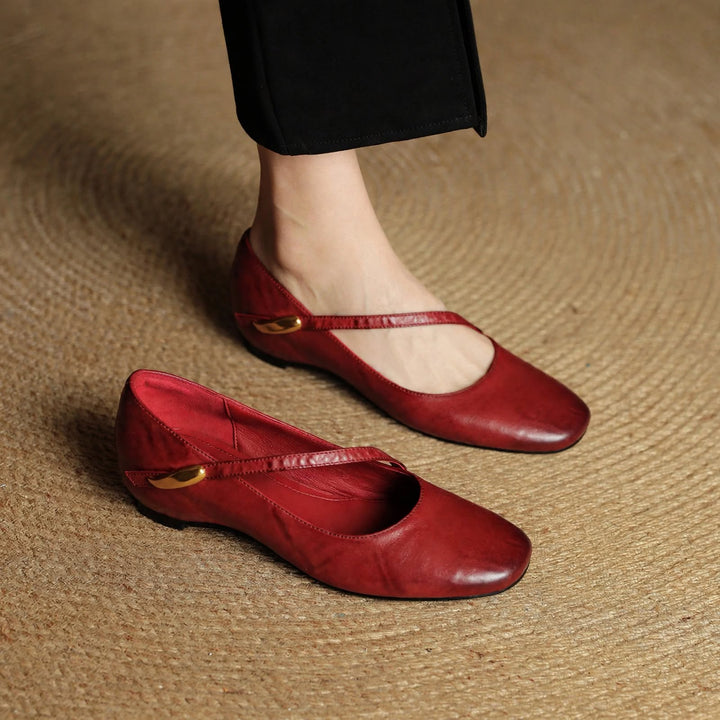 June Genuine Leather Flats