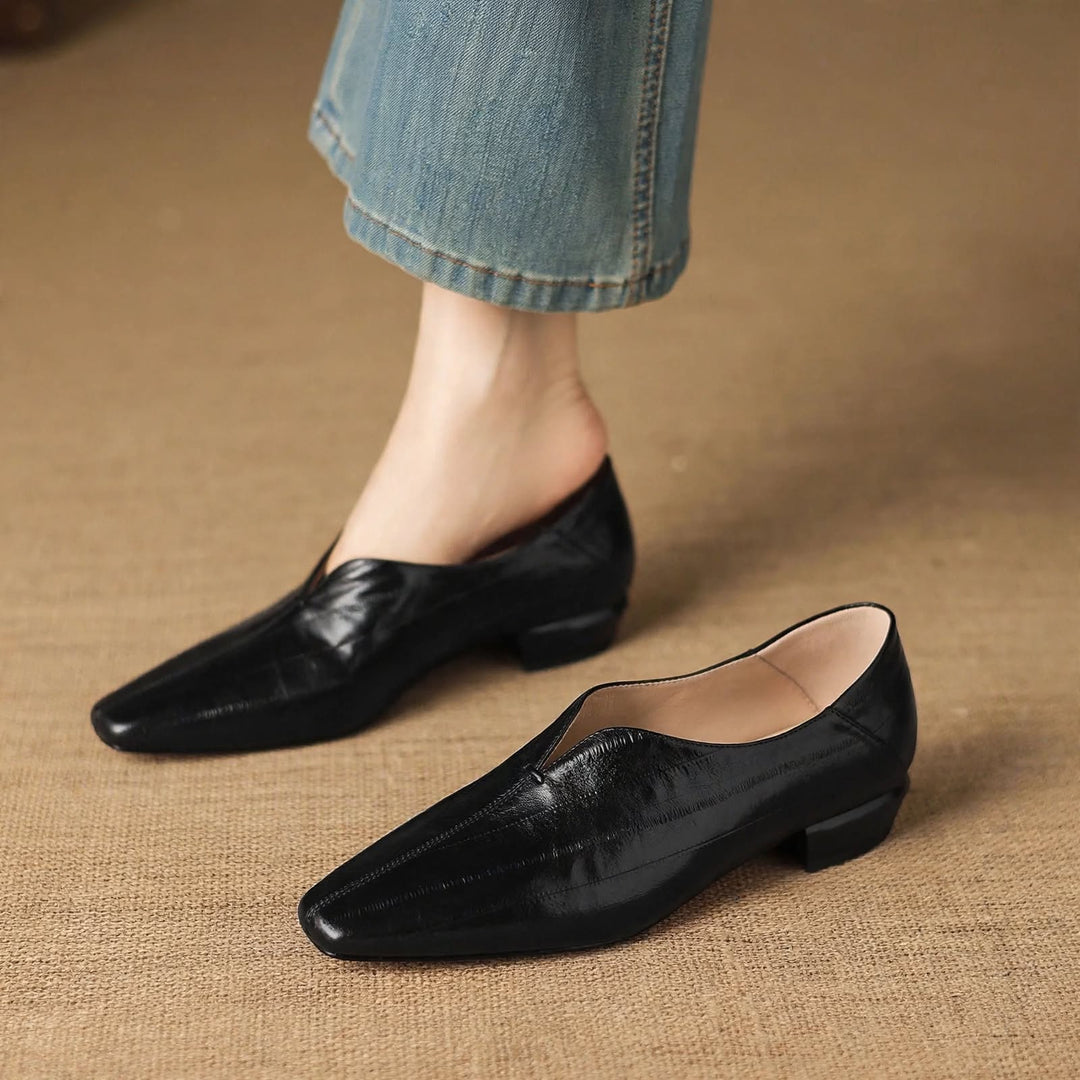 Elara Genuine Leather Chiseled-Toe Pumps