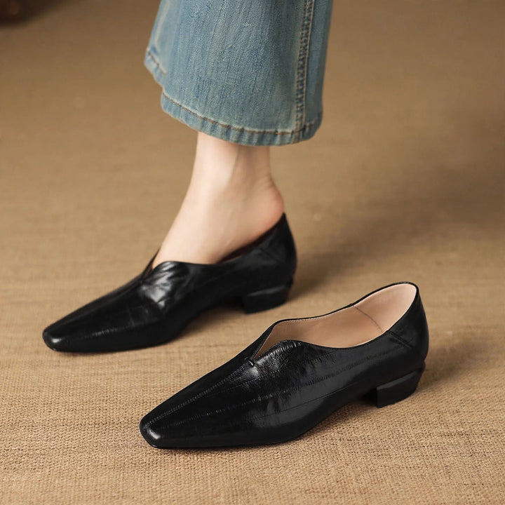 Elara Genuine Leather Chiseled-Toe Pumps