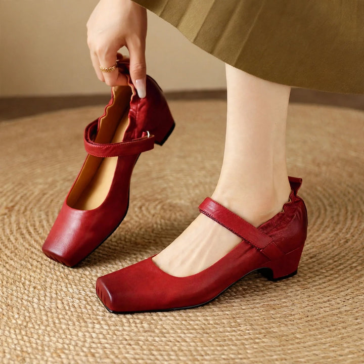 Zylia Genuine Leather Mary Jane Heels