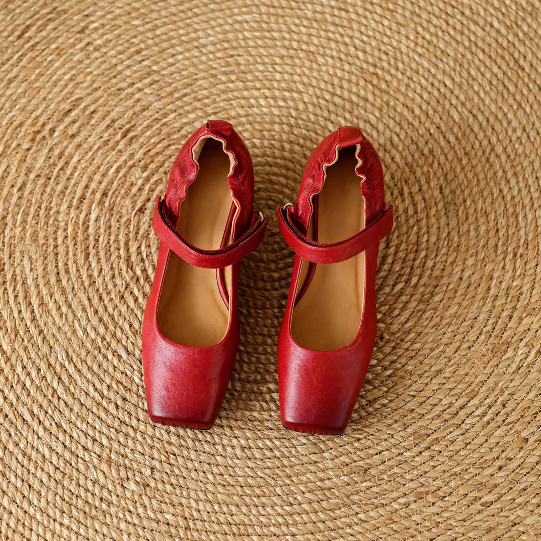 Zylia Genuine Leather Mary Jane Heels