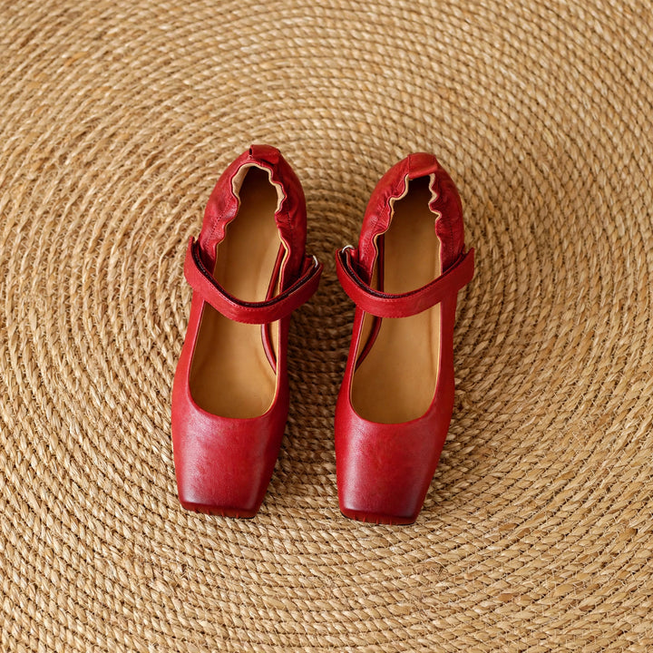 Zylia Genuine Leather Mary Jane Heels